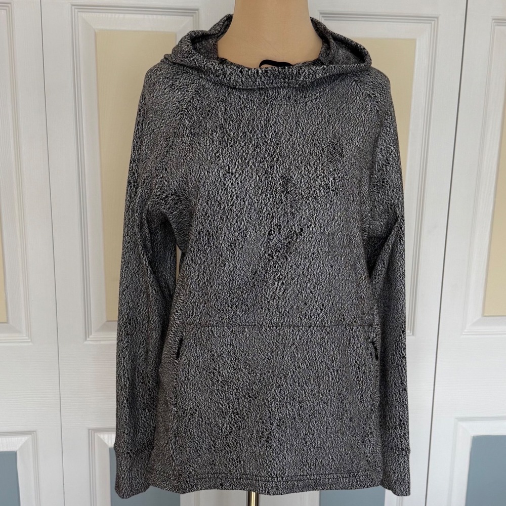 Lululemon Black White Space Dye Pullover Hoodie Thumbholes Pockets Womens Size 6
